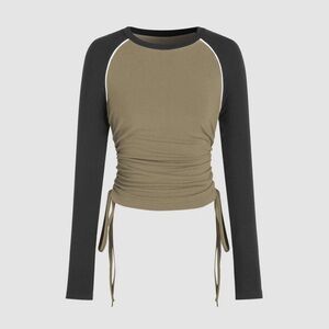 Raglan Sleeve Patchy Long Sleeve Top from CIDER